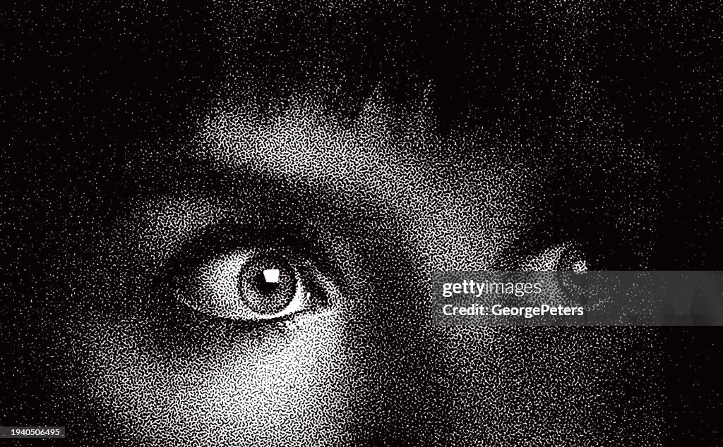 Female eyes with terrified expression