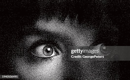 Female eyes with terrified expression Female eyes with terrified expression