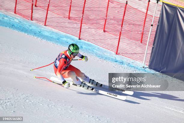 Franjo von Allmen of Switzerland during the Audi FIS Alpine Ski World Cup - Mens Downhill on January 20, 2024 in Kitzbuehel, Austria.