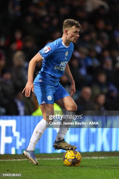 Harrison Burrows of Peterborough United during the Sky Bet League One match between Peterborough United and Shrewsbury Town at London Road Stadium on...