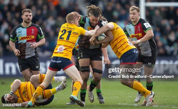 Harlequins' Chandler Cunningham-South in action during the Investec Champions Cup match between Harlequins and Ulster Rugby at Twickenham Stoop on...