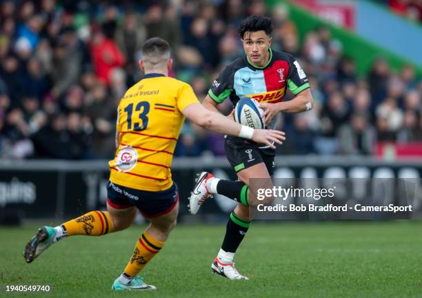 Harlequins' Marcus Smith in action during the Investec Champions Cup match between Harlequins and Ulster Rugby at Twickenham Stoop on January 20,...