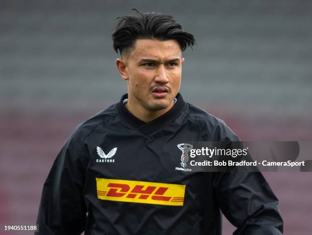 Harlequins' Marcus Smith during the Investec Champions Cup match between Harlequins and Ulster Rugby at Twickenham Stoop on January 20, 2024 in...