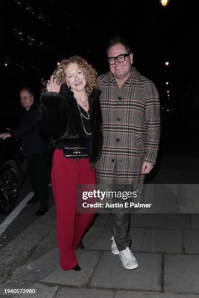 Kelly Hoppen and Alan Carr attend the European Premiere of Cirque du Soleil's "Alegria: In A New Light" at Royal Albert Hall on January 17, 2024 in...