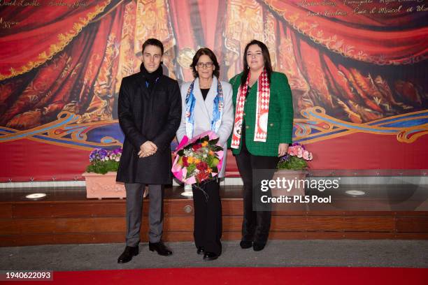 Princess Stephanie of Monaco, Louis Ducruet and Melanie-Antoinette de Massy attend the 46th International Circus Festival on January 20, 2024 in...