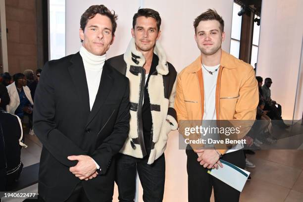 James Marsden, Antoni Porowski and Leo Woodall attend the Hermès AW24 Men's Show at Palais d'Léna on January 20, 2024 in Paris, France.