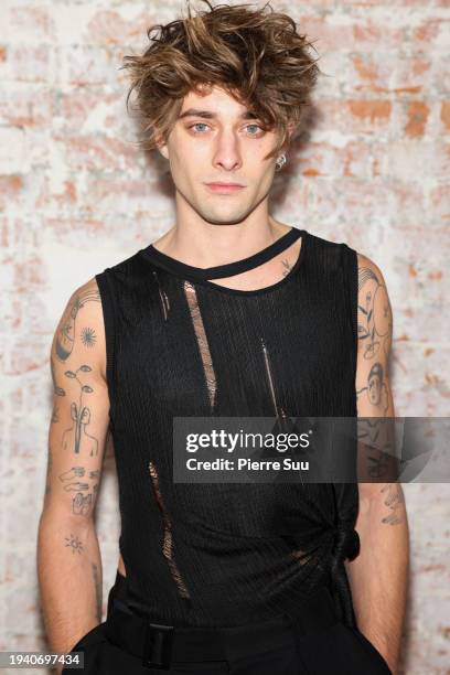 Maxence Danet-Fauvel attends the LGN Louis Gabriel Nouchi Menswear Fall/Winter 2024-2025 show as part of Paris Fashion Week on January 17, 2024 in...