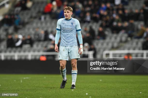 Jonny Stuttle of AFC Bournemouth during the FA Youth Cup match between Newcastle United and AFC Bournemouth at St. James Park on January 17, 2024 in...