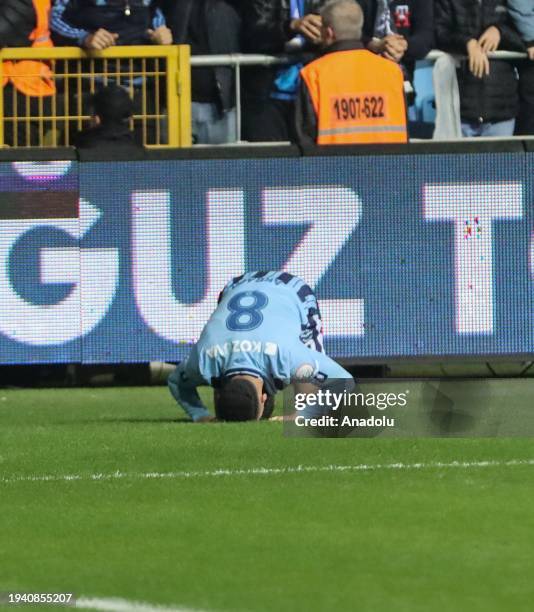 Emre Akbaba of Yukatel Adana Demirspor celebrates after scoring a goal during the Turkish Super Lig week 21 football match between Yukatel Adana...