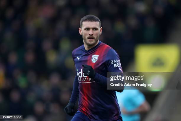 John Swift of West Bromwich Albion during the Sky Bet Championship match between Norwich City and West Bromwich Albion at Carrow Road on January 20,...