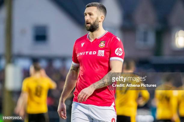 Ollie Palmer of Wrexham during the Sky Bet League Two match between Newport County and Wrexham AFC at Rodney Parade on January 20, 2024 in Newport,...