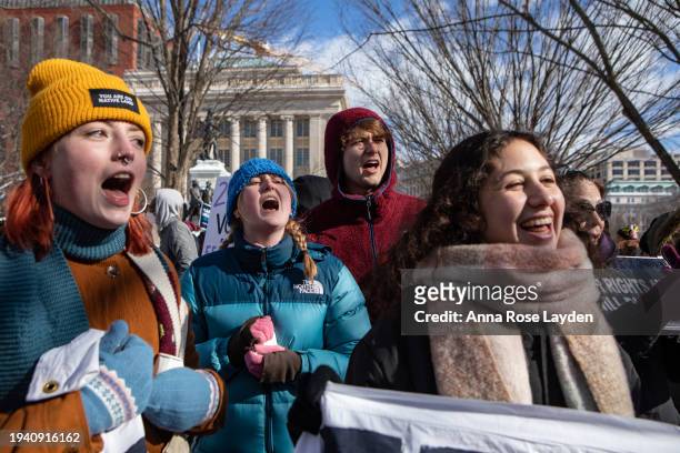 Hundreds of pro-abortion demonstrators gather at Lafayette Park for the Annual Women's March in front of the White House to mark the anniversary of...