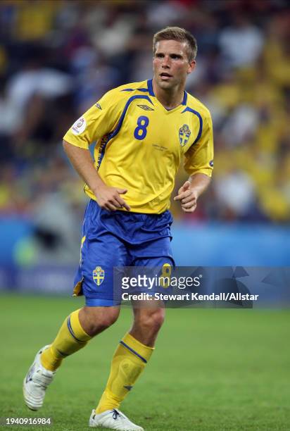 June 10: Anders Svensson of Sweden running during the UEFA Euro 2008 Group D match between Greece and Sweden at Em Stadion on June 10, 2008 in...