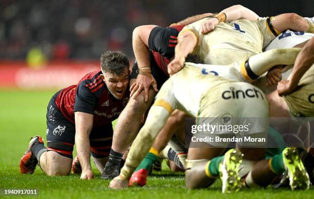 Limerick , Ireland - 20 January 2024; Peter O'Mahony of Munster during the Investec Champions Cup Pool 3 Round 4 match between Munster and...