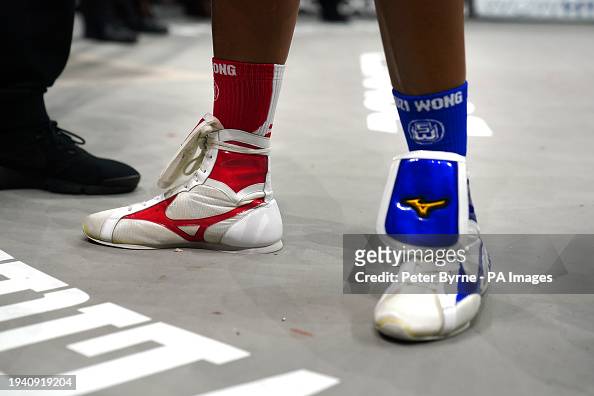 Close up of Natasha Jonas' shoes before the IBF Welterweight Title ...