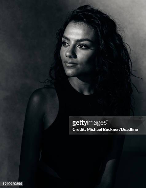 Simone Ashley is photographed for Deadline at the Deadline Studio during the 2024 Sundance Film Festival on January 19, 2024 in Park City, Utah.