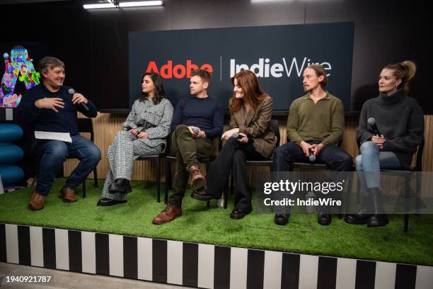 Chris O'Falt, Melissa Barrera, Tommy Dewey, Kayla Foster, Edmund Donovan, and Meghann Fahy at IndieWire and Adobe Present Creator Collaborating in...