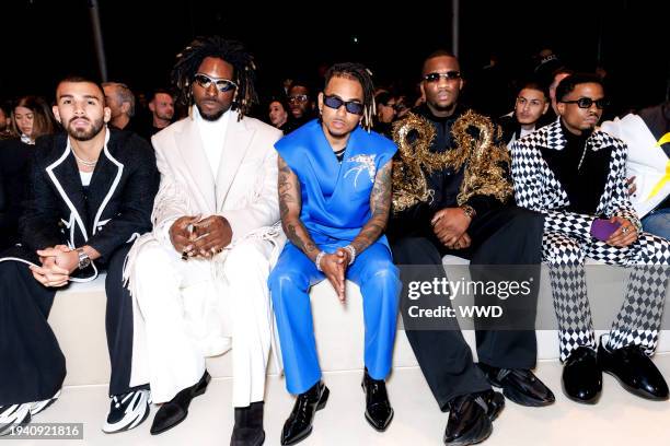 Manuel Turizo, SAINt JHN, Ozuna, SDM and Pierre Bourne at Balmain Men's Fall 2024 as part of Paris Men's Fashion Week held at Grande Halle de la...