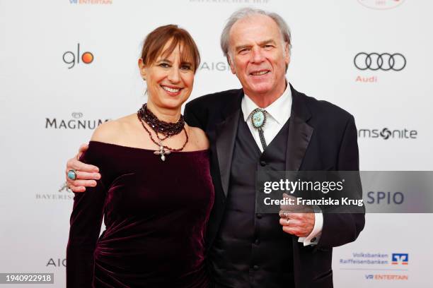 Djamila Mendil and Wolfgang Fierek during the German Film Ball 2024 at Hotel Bayerischer Hof on January 20, 2024 in Munich, Germany.