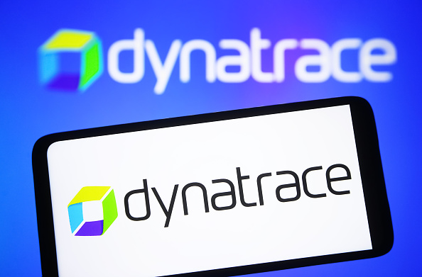 In this photo illustration, the Dynatrace logo is seen on a...