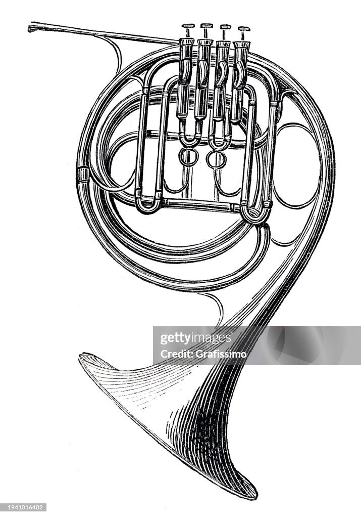 Ilustración del instrumento de viento de la bocina cromática 1862