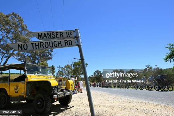 General view of the peloton competing during the 24th Santos Tour Down Under 2024, Stage 3 a 145.3km stage from Tea Tree Gully to Campbelltown /...