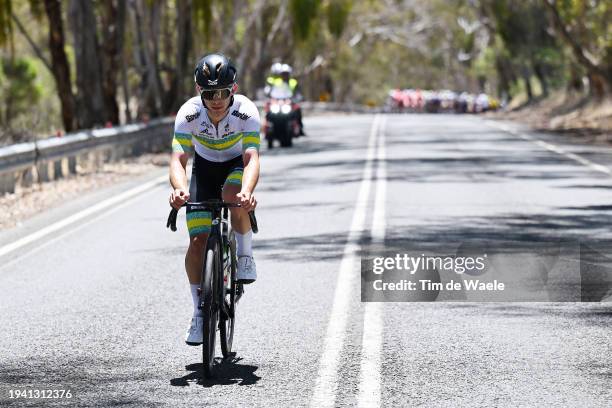 Tristan Saunders of Australia and Australian National Team competes in the breakaway during the 24th Santos Tour Down Under 2024, Stage 3 a 145.3km...