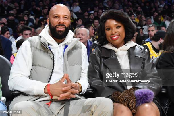 Common and Jennifer Hudson attend a basketball game between the Los Angeles Lakers and the Dallas Mavericks at Crypto.com Arena on January 17, 2024...