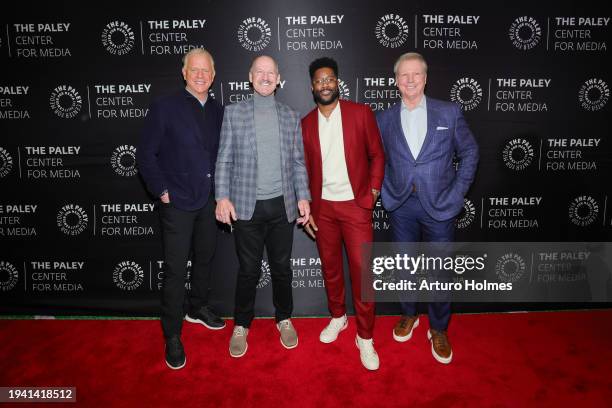 Boomer Esiason, Bill Cowher, Nate Burleson, and Phil Simms attend "The NFL Today" new Super Bowl Exhibit at The Paley Museum on January 17, 2024 in...