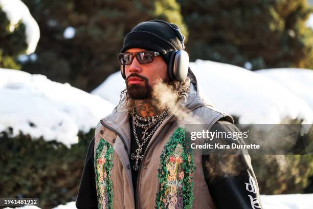 Duke Riley of the Miami Dolphins arrives before an NFL wild-card playoff football game against the Kansas City Chiefs at GEHA Field at Arrowhead...