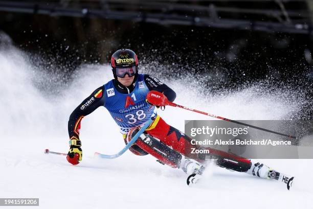 Armand Marchant of Team Belgium in action during the Audi FIS Alpine Ski World Cup Men's Slalom on January 21, 2024 in Kitzbuehel, Austria.