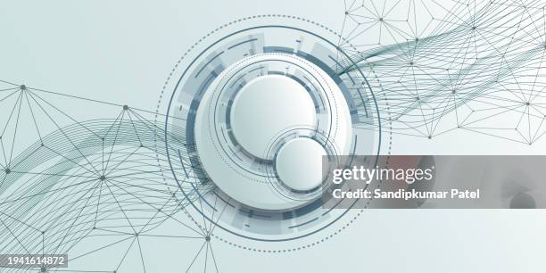 digital technology futuristic internet network speed connection white background - informational poster design stock illustrations