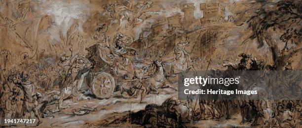 Achilles Dragging the Body of Hector ; Male Nude , between 1700 and 1799. Creator: Joseph Parrocel.
