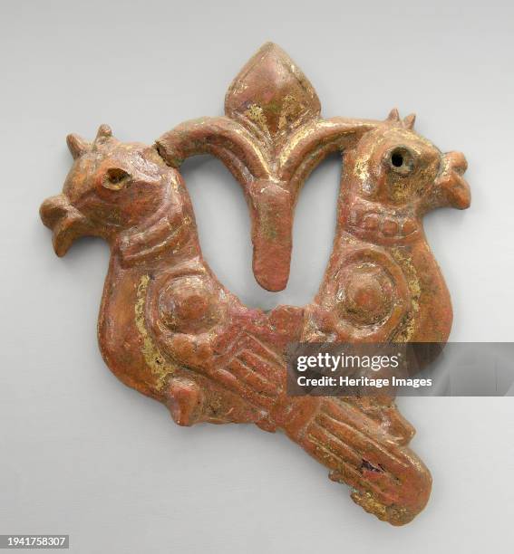 Plaque with addorsed birds or mythical animals, Late 7th-8th century. Creator: Unknown.