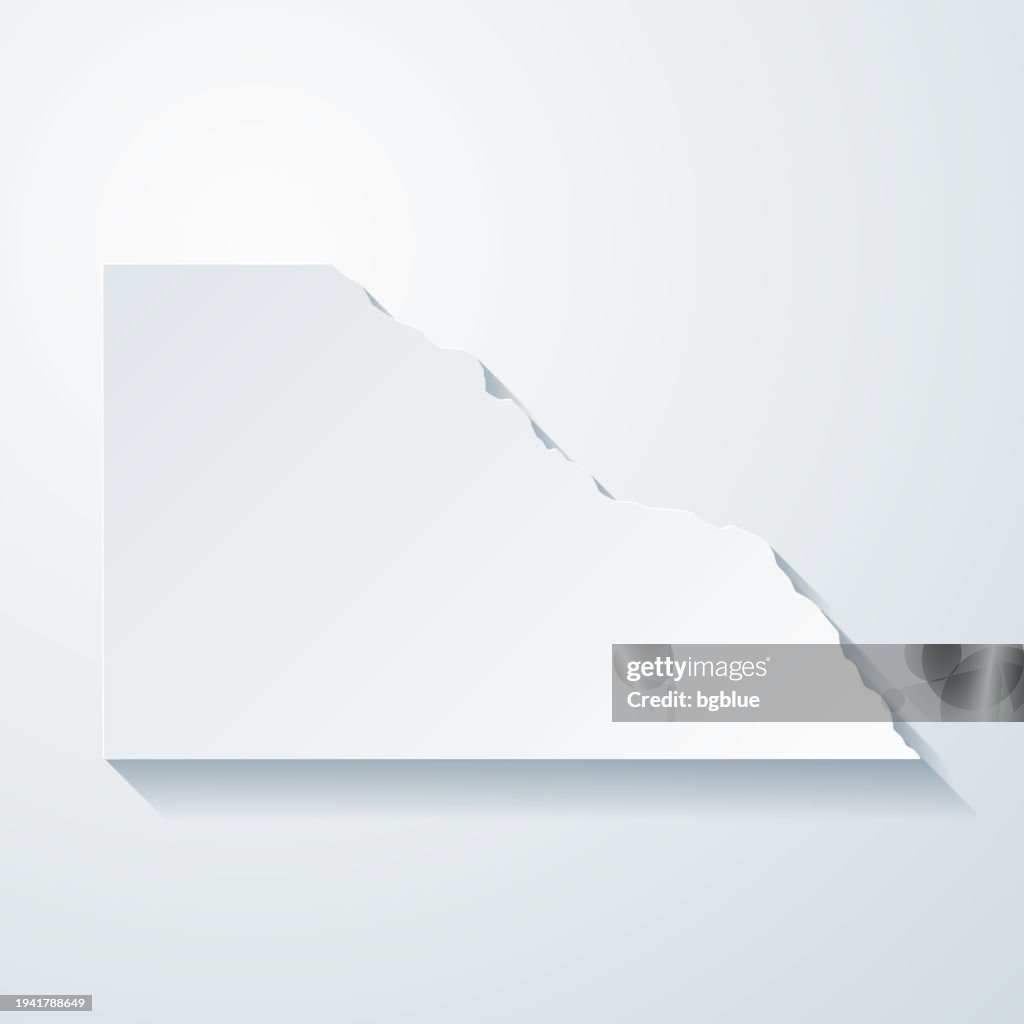 Winona County, Minnesota. Map with paper cut effect on blank background