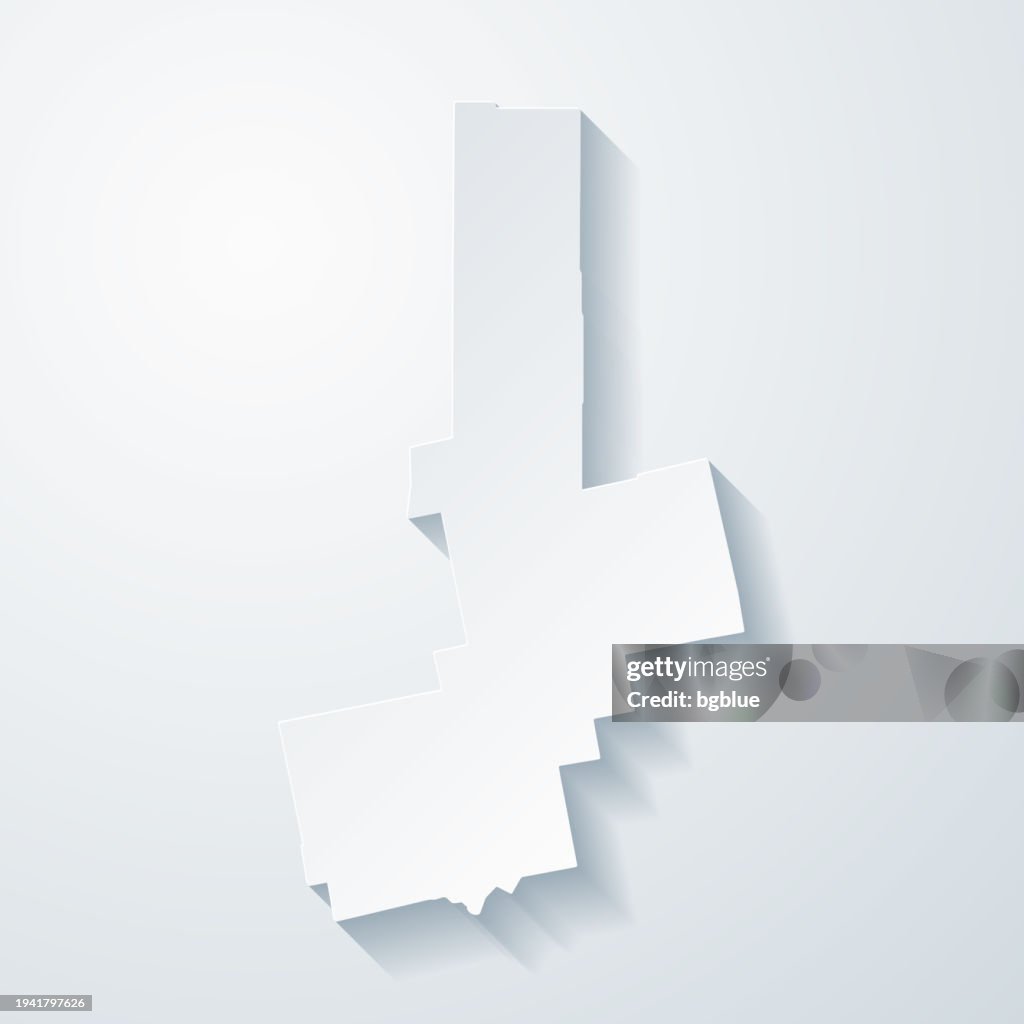 Penobscot County, Maine. Map with paper cut effect on blank background