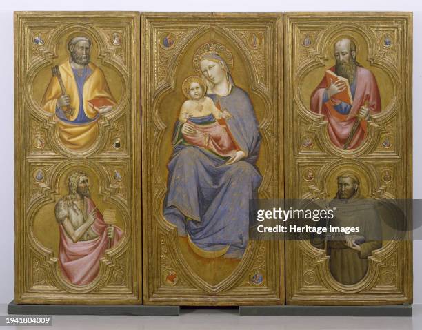 Altarpiece with the Virgin and Child with Saints, circa 1410-1420. The intact condition and unique format of this altarpiece make it a truly...