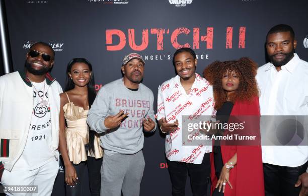 Manny Halley, Iyana Halley, Tyrin Turner, Manny Halley Jr., Yolanda Halley and Amin Joseph attend Dutch II Movie Screening - A Manny Halley...