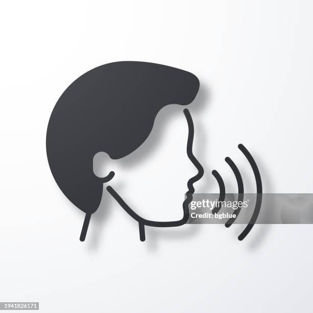 voice recognition. icon with shadow on white background - microphone 3d stock illustrations
