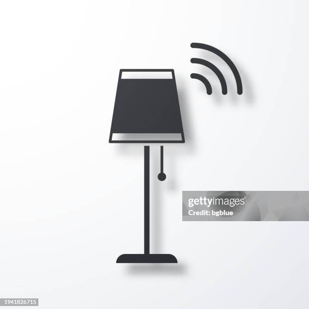 smart floor lamp. icon with shadow on white background - light switch stock illustrations