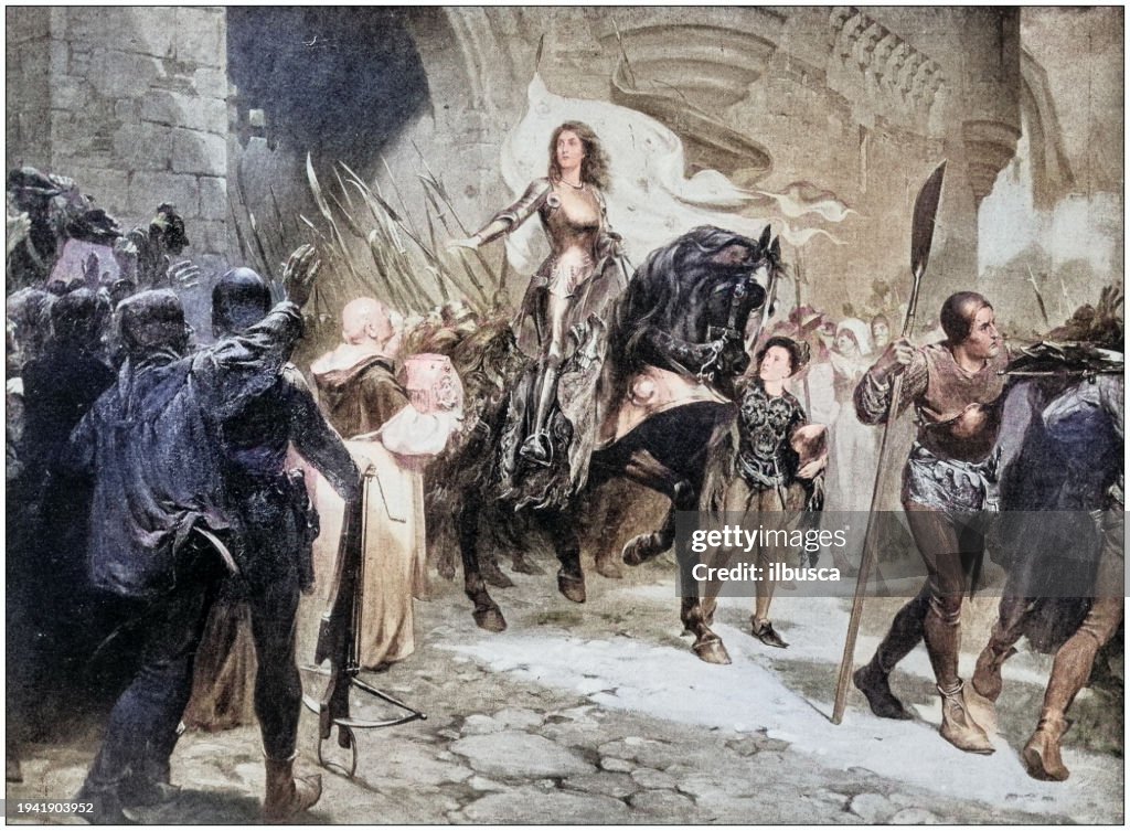 Antique photo of paintings: Joan of Arc