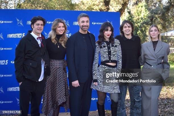 Italian actors Vittorio Magazzu, Fiorenza D'Antonio, Raoul Bova, Chiara Bordi, Enea Barozzi and Nina Rima attend the photocall of the Channel 5...