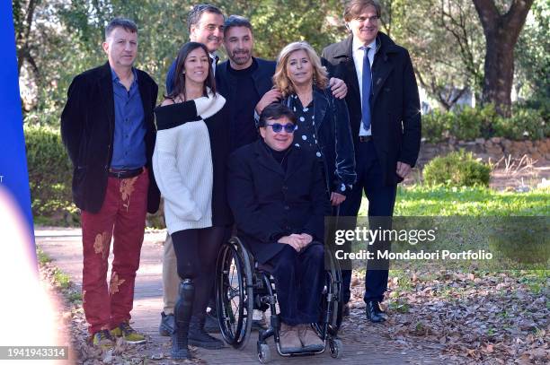 Daniele Cesarano, Luca Bernabei, Raoul Bova, Matilde Bernabei, Giancarlo Scheri and Luca Pancalli attend the photocall of the TV series I Fantastici...