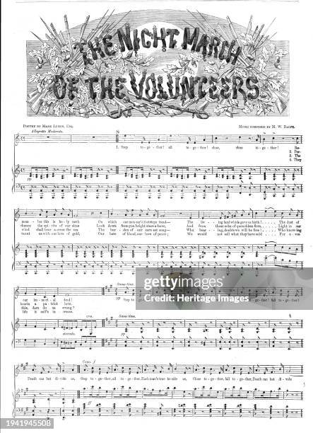The Night March of the Volunteers, 1860. Song - music by W. M. Balfe, words by Mark Lemon. 'Step together! All together! Close together! Remember...