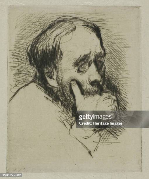 Portrait of Degas, His Hand Over his Mouth, undated. Creator: Marcellin Desboutin.