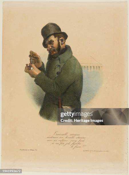The Execrable Assassin Contemplates his Horrible Assault with an infamous cold-bloodedness and a very pretty pistol...., 1832-59. Creator: Charles...