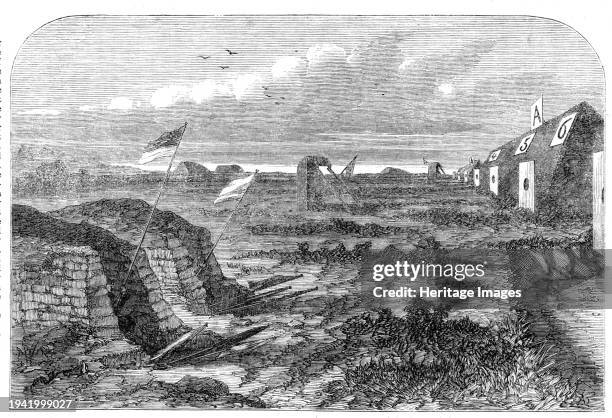 The National Rifle Association meeting on Wimbledon Common: the markers at the butts, 1861. 'By an ingenious application of electricity a target has...