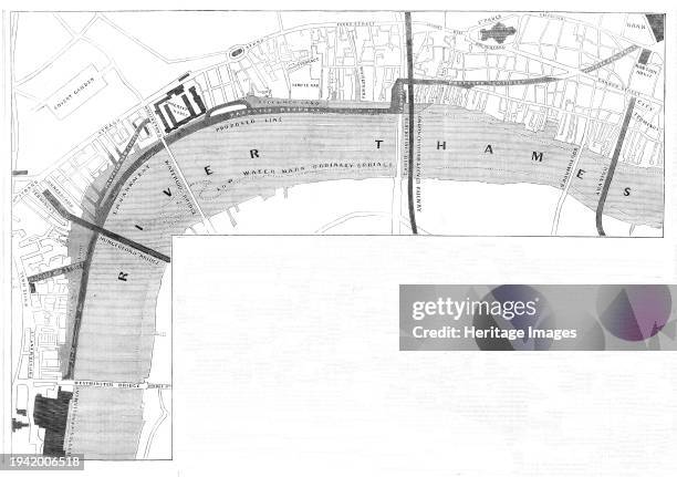 Plan of the proposed Thames Embankment, [London], 1861. Map showing '...plans for embanking the River Thames within the metropolis, so as to provide...