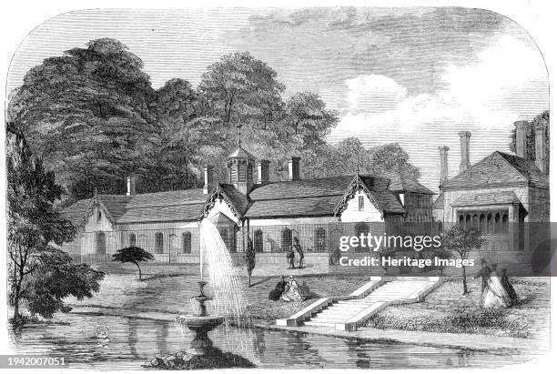 The Royal Aviary, near Windsor, 1861. 'The Royal aviary is situated...in the locality of the charming Home Park...The long range of buildings is...