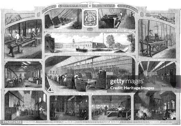 Royal Small Arms Factory, Enfield, 1861. The RSAF was a UK government-owned rifle factory produced British military rifles, muskets and swords from...